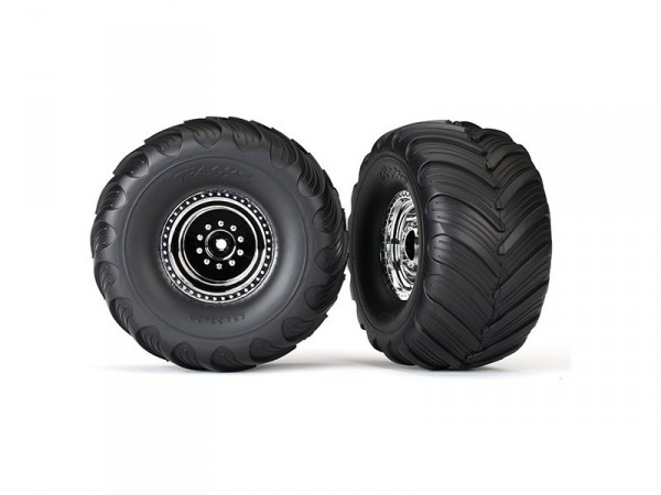 Traxxas kolo 3.0/2.0", disk chrom, pneu Terra Groove (2)