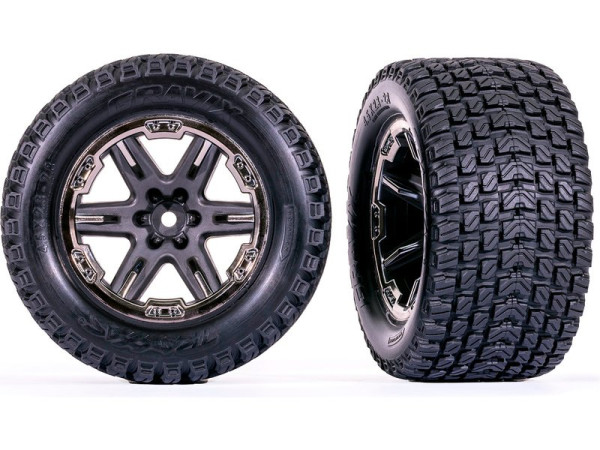 Traxxas kolo 2.8", disk RXT uhlově šedý/černý chrom, pneu Gravix (2)