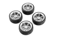 Spec T MS Wheel Offset 3 Silver w/Tire 4ks pro 1/10 Silniční